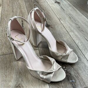 Lulus Rose Gold Block Heels with Ankle Strap